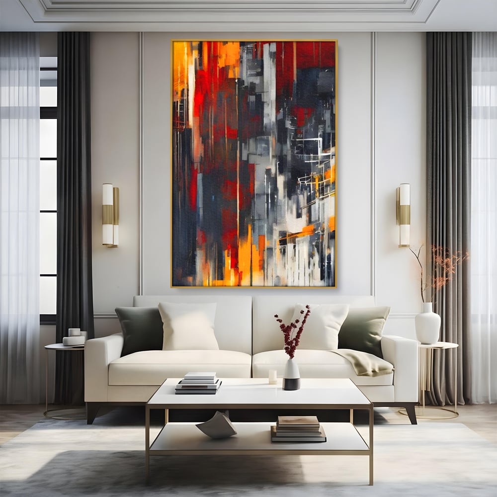 Leinwandbilder Premium, LuxCanva® O1025, Fragmente der Unendlichkeit, Feuer, Stille, Tiefe, Echo, Zeit, Schicksal, Mauern, Labyrinth, Brennen, Brüche, Sonnenuntergang, Schatten, Stadt, Schatten, Geometer, Büro, Wohnen, Schlafzimmer