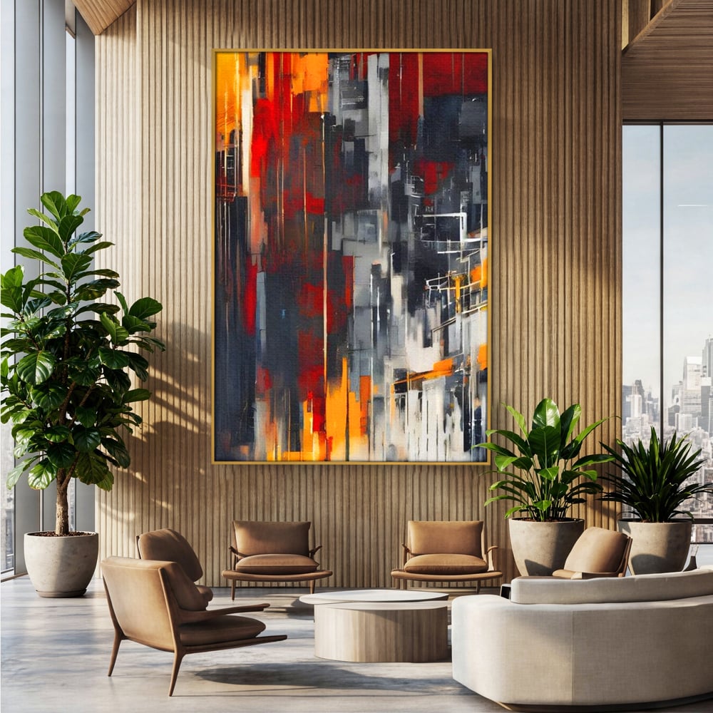 Leinwandbilder Premium, LuxCanva® O1025, Fragmente der Unendlichkeit, Feuer, Stille, Tiefe, Echo, Zeit, Schicksal, Mauern, Labyrinth, Brennen, Brüche, Sonnenuntergang, Schatten, Stadt, Schatten, Geometer, Büro, Wohnen, Schlafzimmer