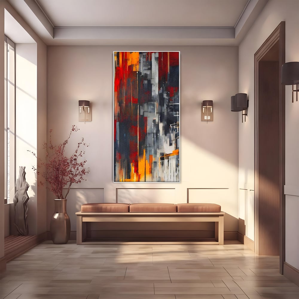 Leinwandbilder Premium, LuxCanva® O1025, Fragmente der Unendlichkeit, Feuer, Stille, Tiefe, Echo, Zeit, Schicksal, Mauern, Labyrinth, Brennen, Brüche, Sonnenuntergang, Schatten, Stadt, Schatten, Geometer, Büro, Wohnen, Schlafzimmer