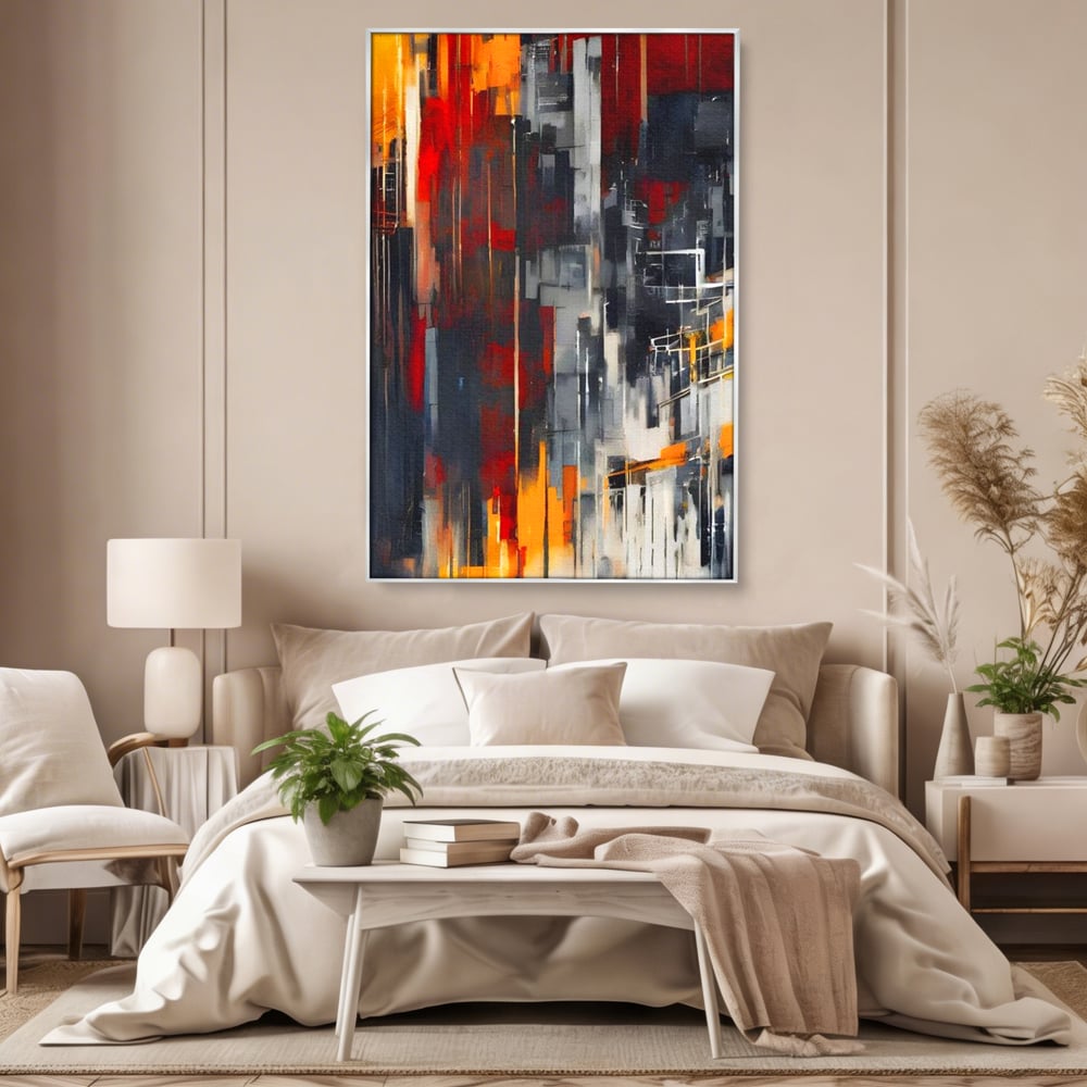 Leinwandbilder Premium, LuxCanva® O1025, Fragmente der Unendlichkeit, Feuer, Stille, Tiefe, Echo, Zeit, Schicksal, Mauern, Labyrinth, Brennen, Brüche, Sonnenuntergang, Schatten, Stadt, Schatten, Geometer, Büro, Wohnen, Schlafzimmer