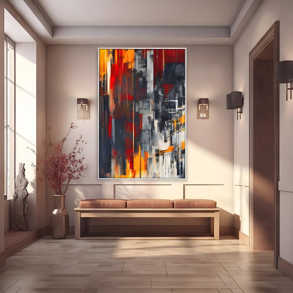 Leinwandbilder Premium, LuxCanva® O1025, Fragmente der Unendlichkeit, Feuer, Stille, Tiefe, Echo, Zeit, Schicksal, Mauern, Labyrinth, Brennen, Brüche, Sonnenuntergang, Schatten, Stadt, Schatten, Geometer, Büro, Wohnen, Schlafzimmer