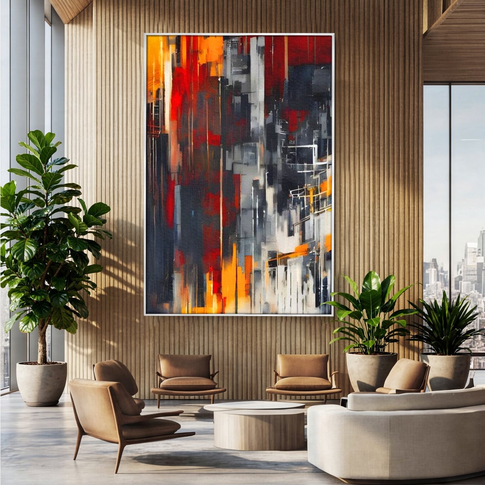 Leinwandbilder Premium, LuxCanva® O1025, Fragmente der Unendlichkeit, Feuer, Stille, Tiefe, Echo, Zeit, Schicksal, Mauern, Labyrinth, Brennen, Brüche, Sonnenuntergang, Schatten, Stadt, Schatten, Geometer, Büro, Wohnen, Schlafzimmer