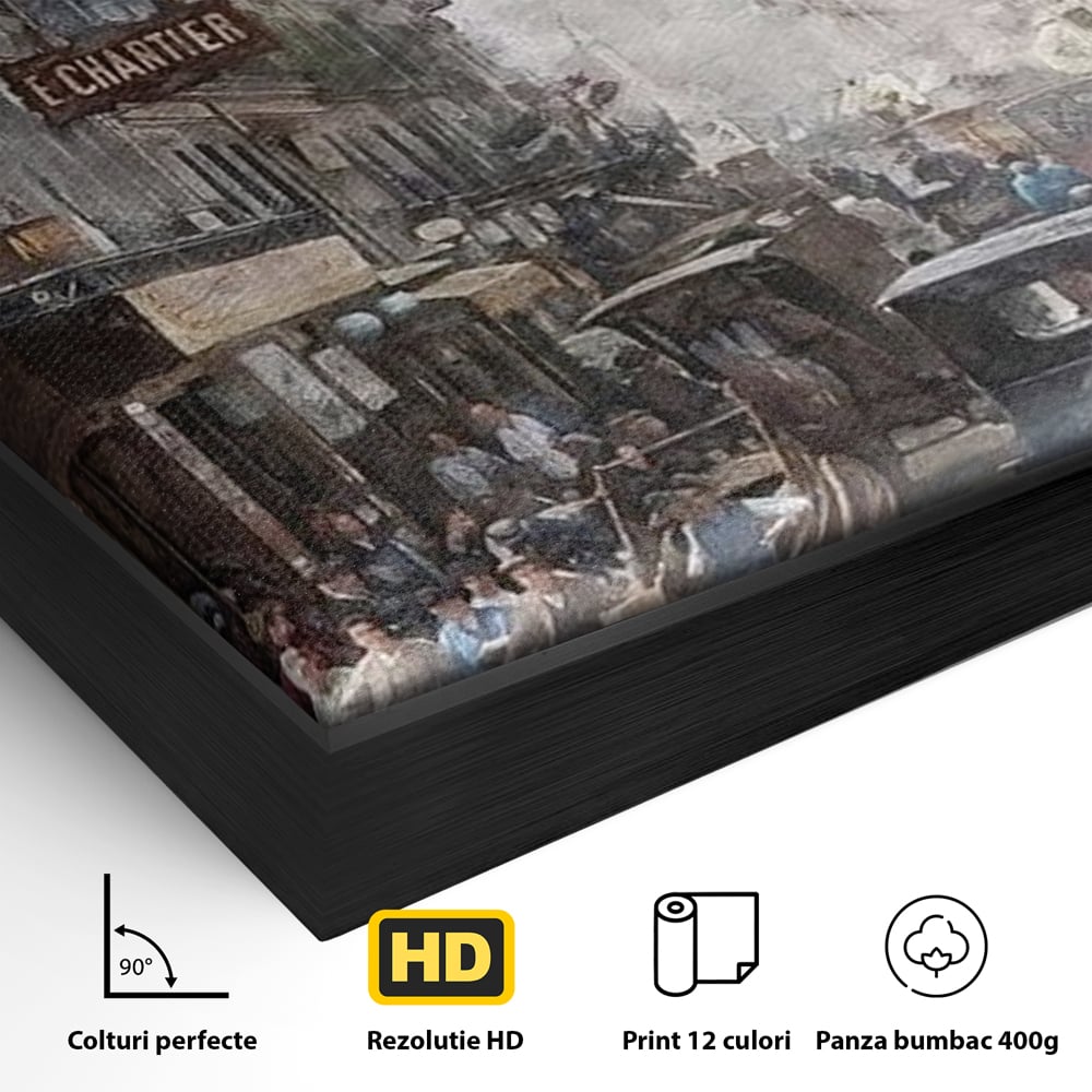 Tablou Canvas Premium, LuxCanva® O1026, Inimi Pariziene, Franta, Turnul Eiffel, Aglomerat, Bulevard, Vechi, Boem, Trecut, Capitala, Etern, Pitoresc, Romantism, Elegant, Birou, Living, Dormitor
