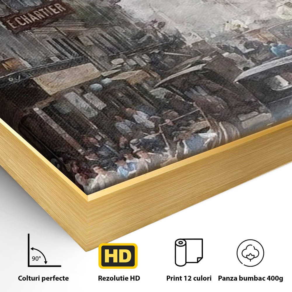 Tablou Canvas Premium, LuxCanva® O1026, Inimi Pariziene, Franta, Turnul Eiffel, Aglomerat, Bulevard, Vechi, Boem, Trecut, Capitala, Etern, Pitoresc, Romantism, Elegant, Birou, Living, Dormitor