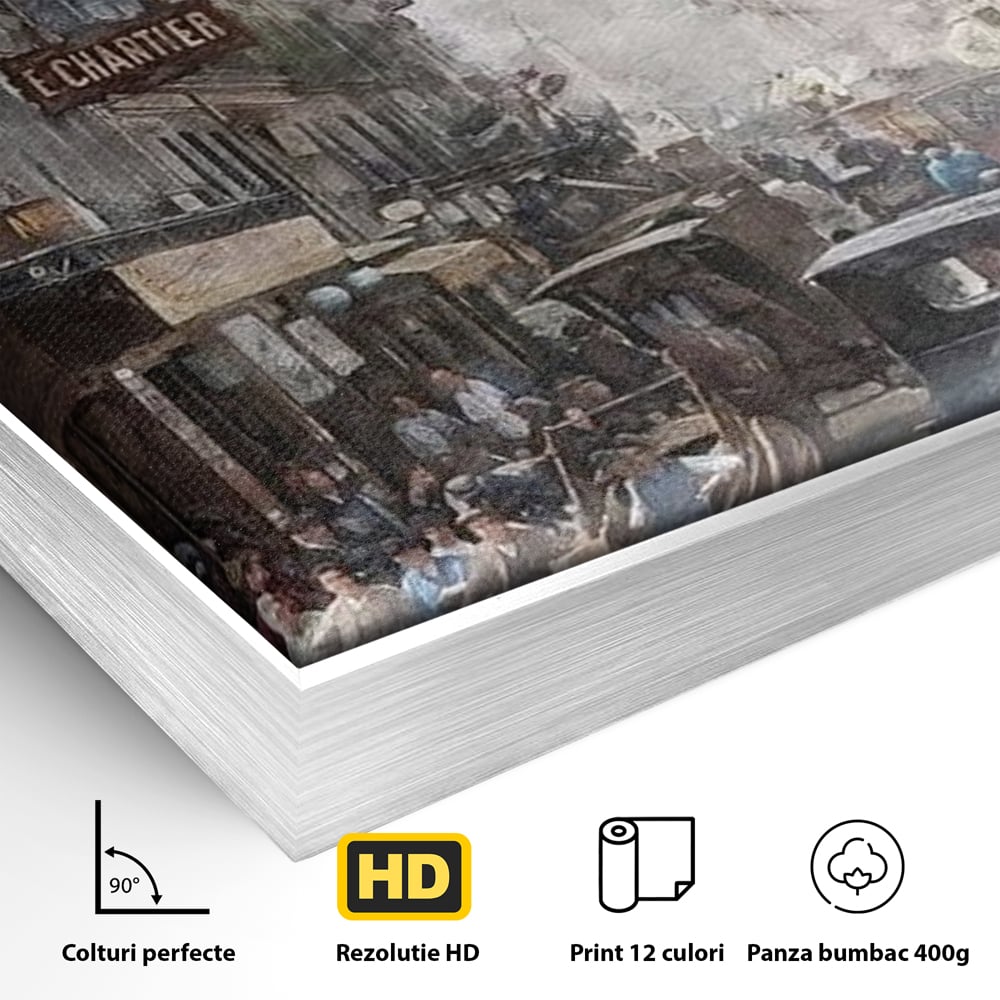 Tablou Canvas Premium, LuxCanva® O1026, Inimi Pariziene, Franta, Turnul Eiffel, Aglomerat, Bulevard, Vechi, Boem, Trecut, Capitala, Etern, Pitoresc, Romantism, Elegant, Birou, Living, Dormitor