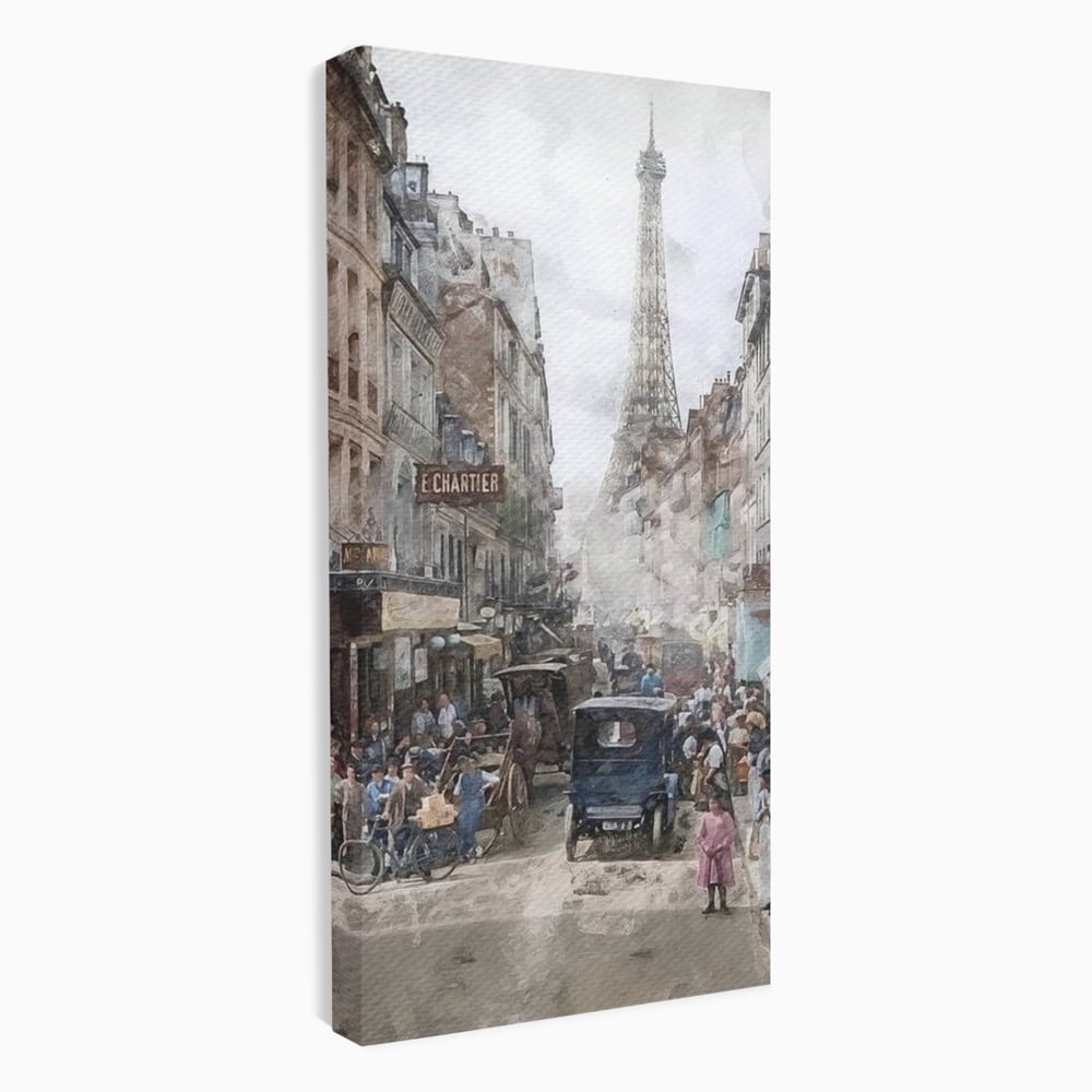Tablou Canvas Premium, LuxCanva® O1026, Inimi Pariziene, Franta, Turnul Eiffel, Aglomerat, Bulevard, Vechi, Boem, Trecut, Capitala, Etern, Pitoresc, Romantism, Elegant, Birou, Living, Dormitor