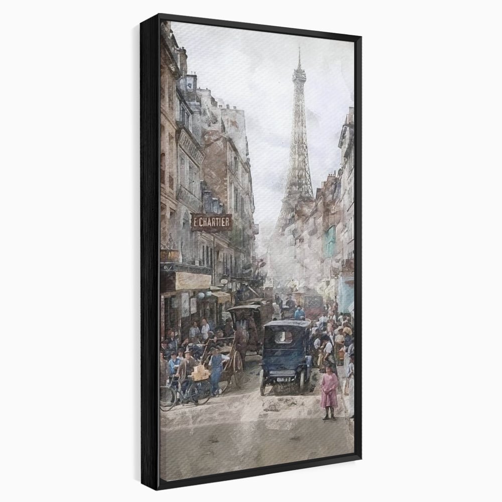Tablou Canvas Premium, LuxCanva® O1026, Inimi Pariziene, Franta, Turnul Eiffel, Aglomerat, Bulevard, Vechi, Boem, Trecut, Capitala, Etern, Pitoresc, Romantism, Elegant, Birou, Living, Dormitor
