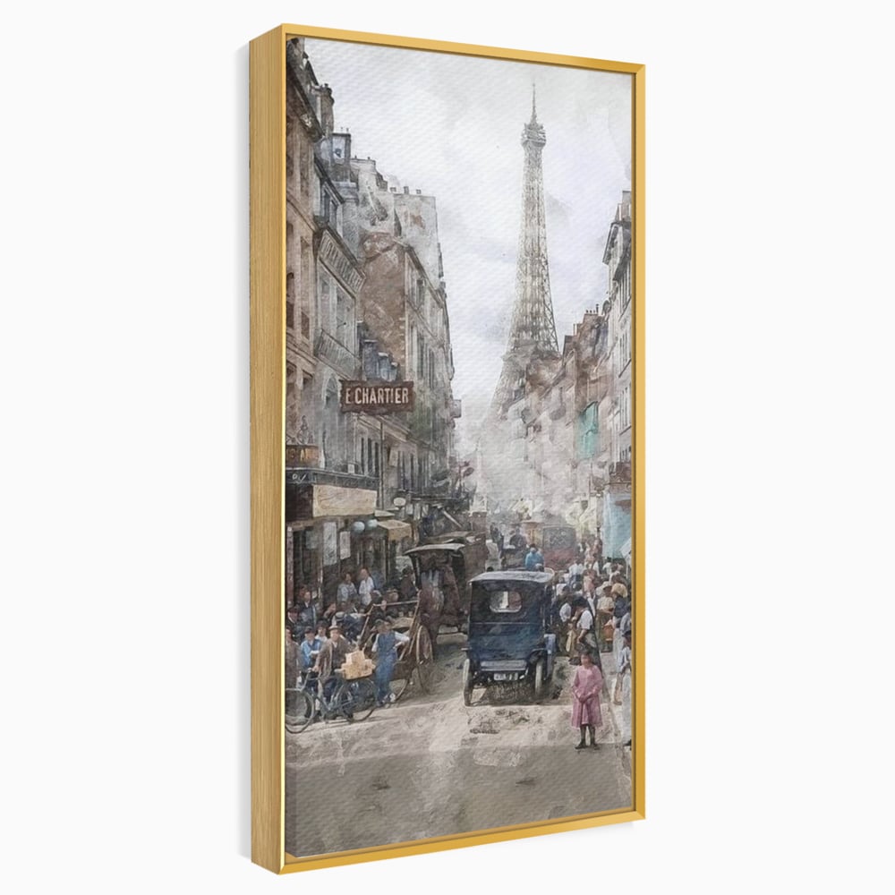 Tablou Canvas Premium, LuxCanva® O1026, Inimi Pariziene, Franta, Turnul Eiffel, Aglomerat, Bulevard, Vechi, Boem, Trecut, Capitala, Etern, Pitoresc, Romantism, Elegant, Birou, Living, Dormitor