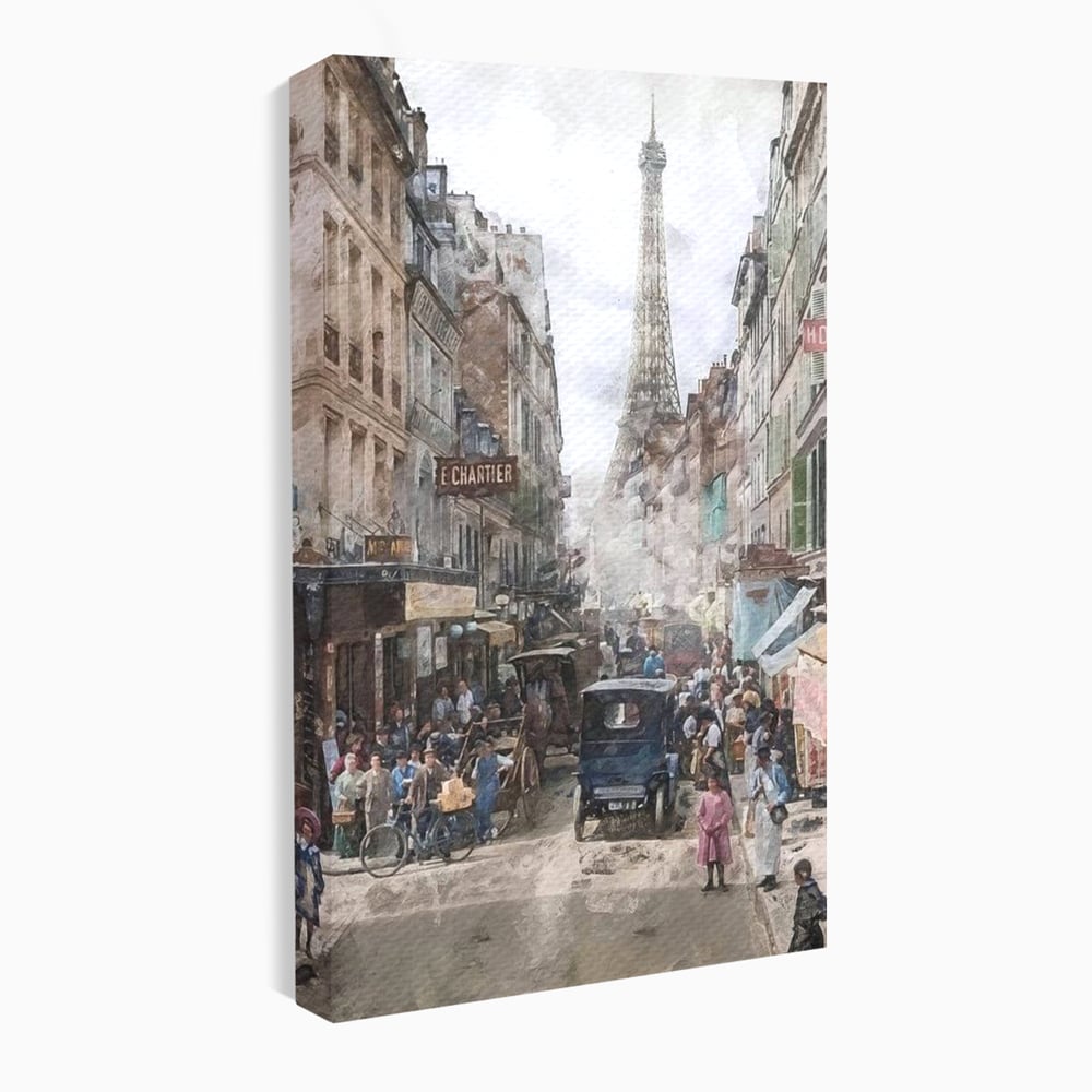 Tablou Canvas Premium, LuxCanva® O1026, Inimi Pariziene, Franta, Turnul Eiffel, Aglomerat, Bulevard, Vechi, Boem, Trecut, Capitala, Etern, Pitoresc, Romantism, Elegant, Birou, Living, Dormitor