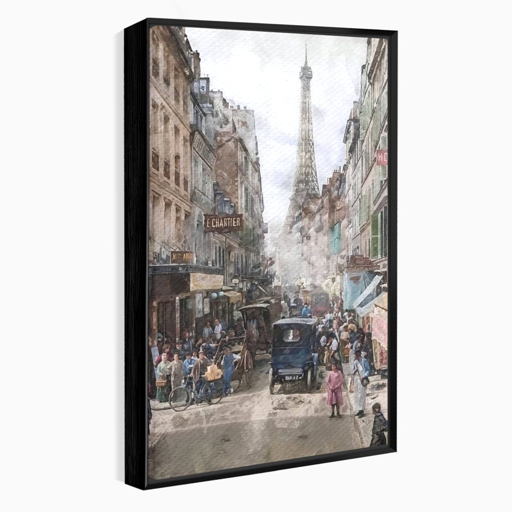 Tablou Canvas Premium, LuxCanva® O1026, Inimi Pariziene, Franta, Turnul Eiffel, Aglomerat, Bulevard, Vechi, Boem, Trecut, Capitala, Etern, Pitoresc, Romantism, Elegant, Birou, Living, Dormitor