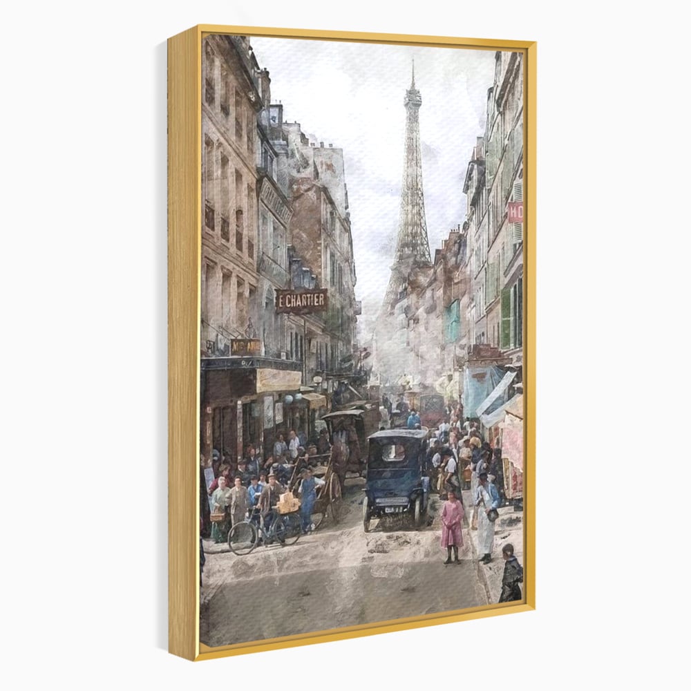 Tablou Canvas Premium, LuxCanva® O1026, Inimi Pariziene, Franta, Turnul Eiffel, Aglomerat, Bulevard, Vechi, Boem, Trecut, Capitala, Etern, Pitoresc, Romantism, Elegant, Birou, Living, Dormitor