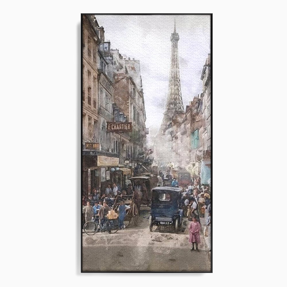 Tablou Canvas Premium, LuxCanva® O1026, Inimi Pariziene, Franta, Turnul Eiffel, Aglomerat, Bulevard, Vechi, Boem, Trecut, Capitala, Etern, Pitoresc, Romantism, Elegant, Birou, Living, Dormitor