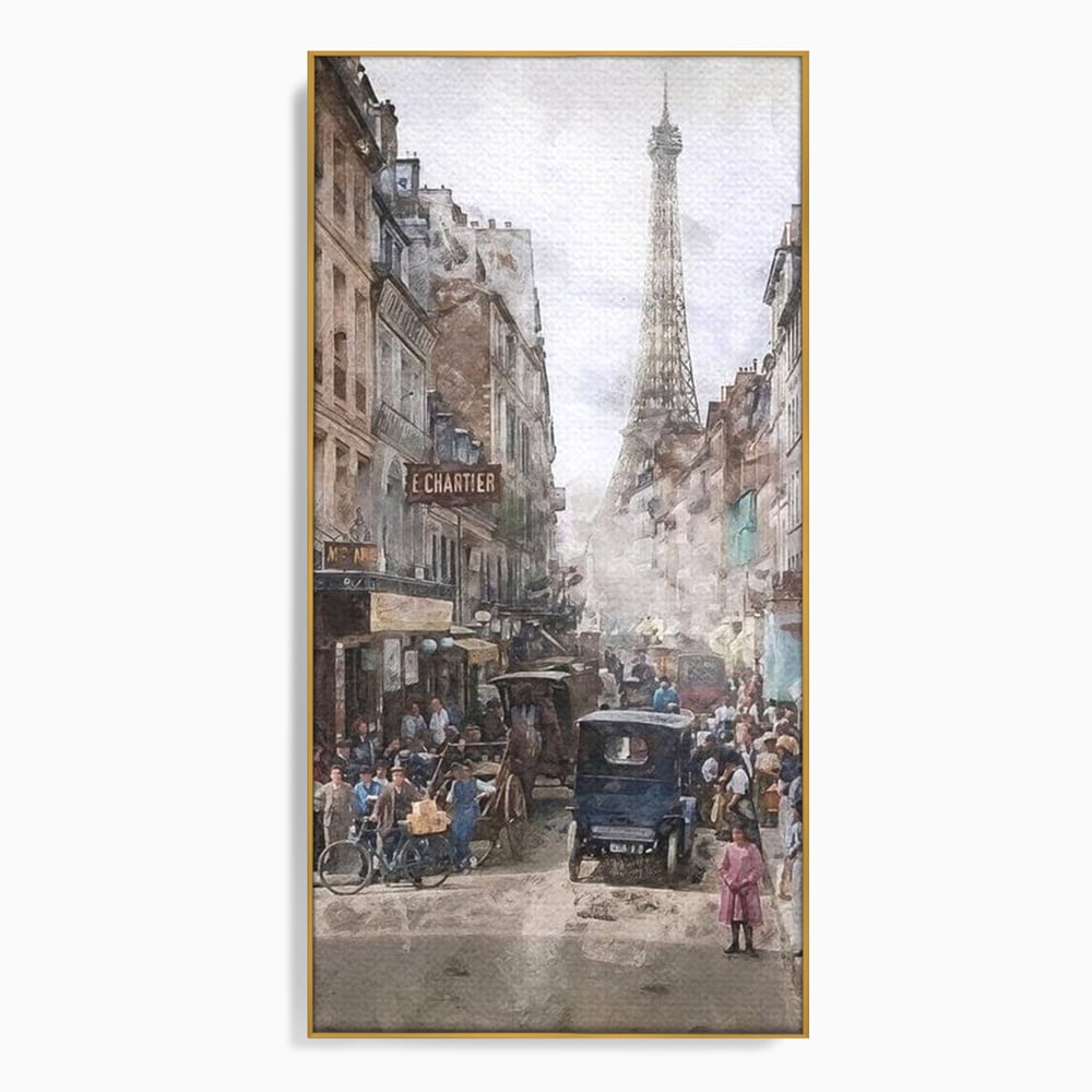 Tablou Canvas Premium, LuxCanva® O1026, Inimi Pariziene, Franta, Turnul Eiffel, Aglomerat, Bulevard, Vechi, Boem, Trecut, Capitala, Etern, Pitoresc, Romantism, Elegant, Birou, Living, Dormitor