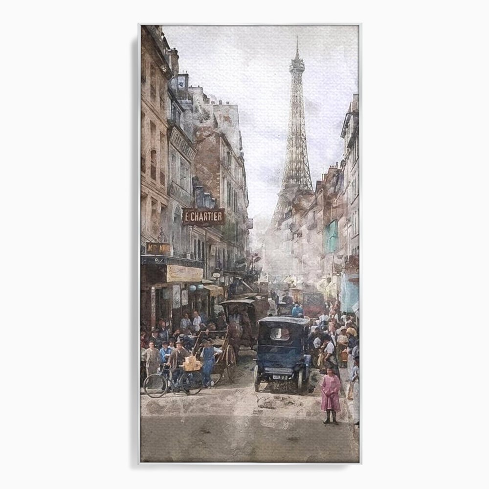 Tablou Canvas Premium, LuxCanva® O1026, Inimi Pariziene, Franta, Turnul Eiffel, Aglomerat, Bulevard, Vechi, Boem, Trecut, Capitala, Etern, Pitoresc, Romantism, Elegant, Birou, Living, Dormitor