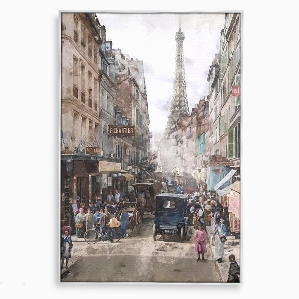 Tablou Canvas Premium, LuxCanva® O1026, Inimi Pariziene, Franta, Turnul Eiffel, Aglomerat, Bulevard, Vechi, Boem, Trecut, Capitala, Etern, Pitoresc, Romantism, Elegant, Birou, Living, Dormitor