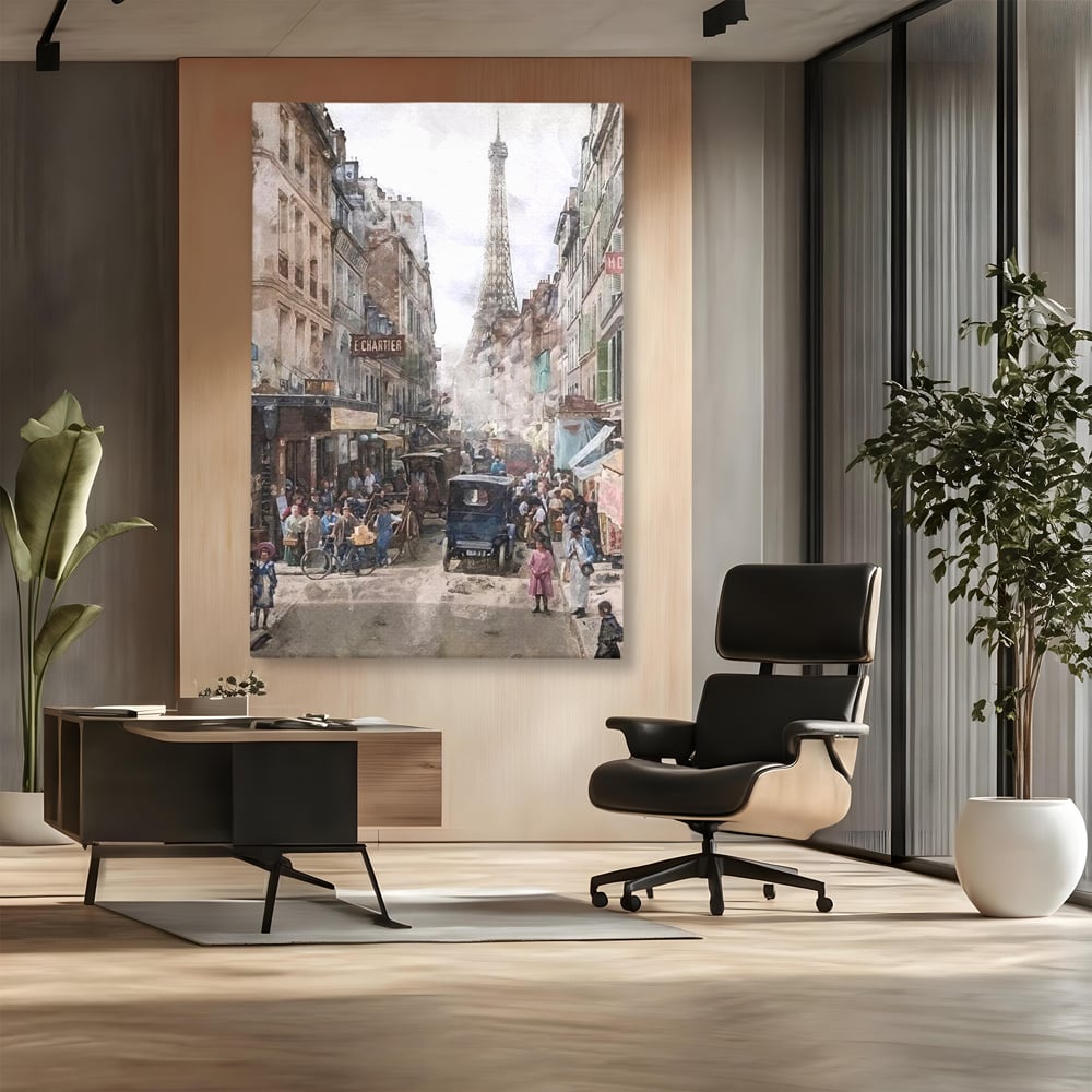 Tablou Canvas Premium, LuxCanva® O1026, Inimi Pariziene, Franta, Turnul Eiffel, Aglomerat, Bulevard, Vechi, Boem, Trecut, Capitala, Etern, Pitoresc, Romantism, Elegant, Birou, Living, Dormitor