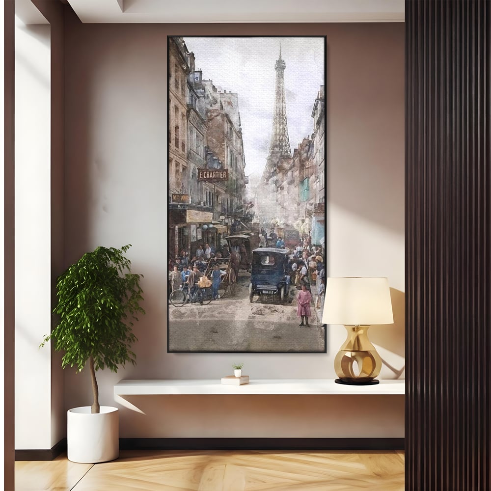 Tablou Canvas Premium, LuxCanva® O1026, Inimi Pariziene, Franta, Turnul Eiffel, Aglomerat, Bulevard, Vechi, Boem, Trecut, Capitala, Etern, Pitoresc, Romantism, Elegant, Birou, Living, Dormitor