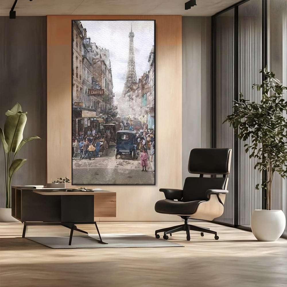 Tablou Canvas Premium, LuxCanva® O1026, Inimi Pariziene, Franta, Turnul Eiffel, Aglomerat, Bulevard, Vechi, Boem, Trecut, Capitala, Etern, Pitoresc, Romantism, Elegant, Birou, Living, Dormitor