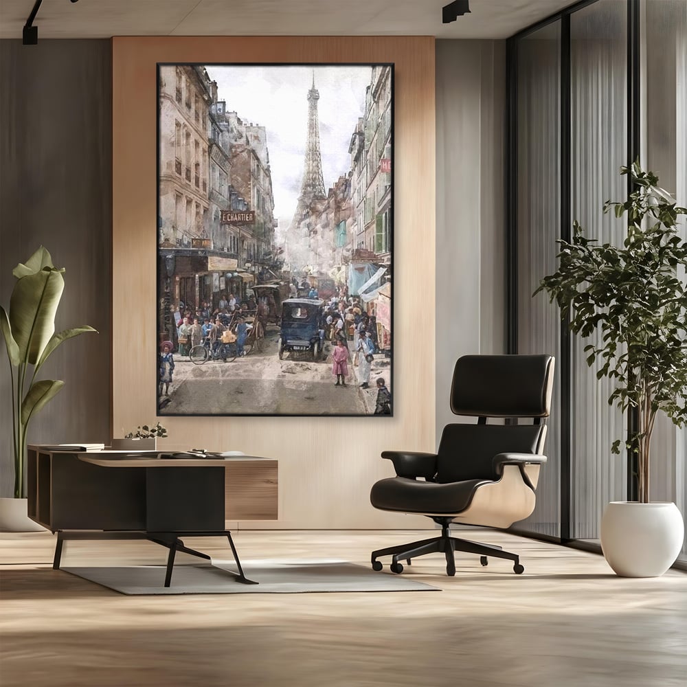 Tablou Canvas Premium, LuxCanva® O1026, Inimi Pariziene, Franta, Turnul Eiffel, Aglomerat, Bulevard, Vechi, Boem, Trecut, Capitala, Etern, Pitoresc, Romantism, Elegant, Birou, Living, Dormitor
