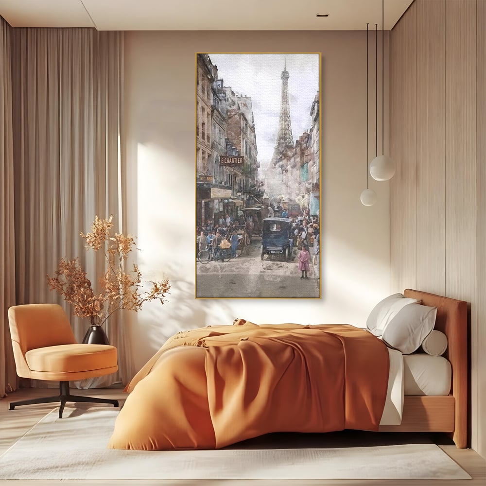 Tablou Canvas Premium, LuxCanva® O1026, Inimi Pariziene, Franta, Turnul Eiffel, Aglomerat, Bulevard, Vechi, Boem, Trecut, Capitala, Etern, Pitoresc, Romantism, Elegant, Birou, Living, Dormitor