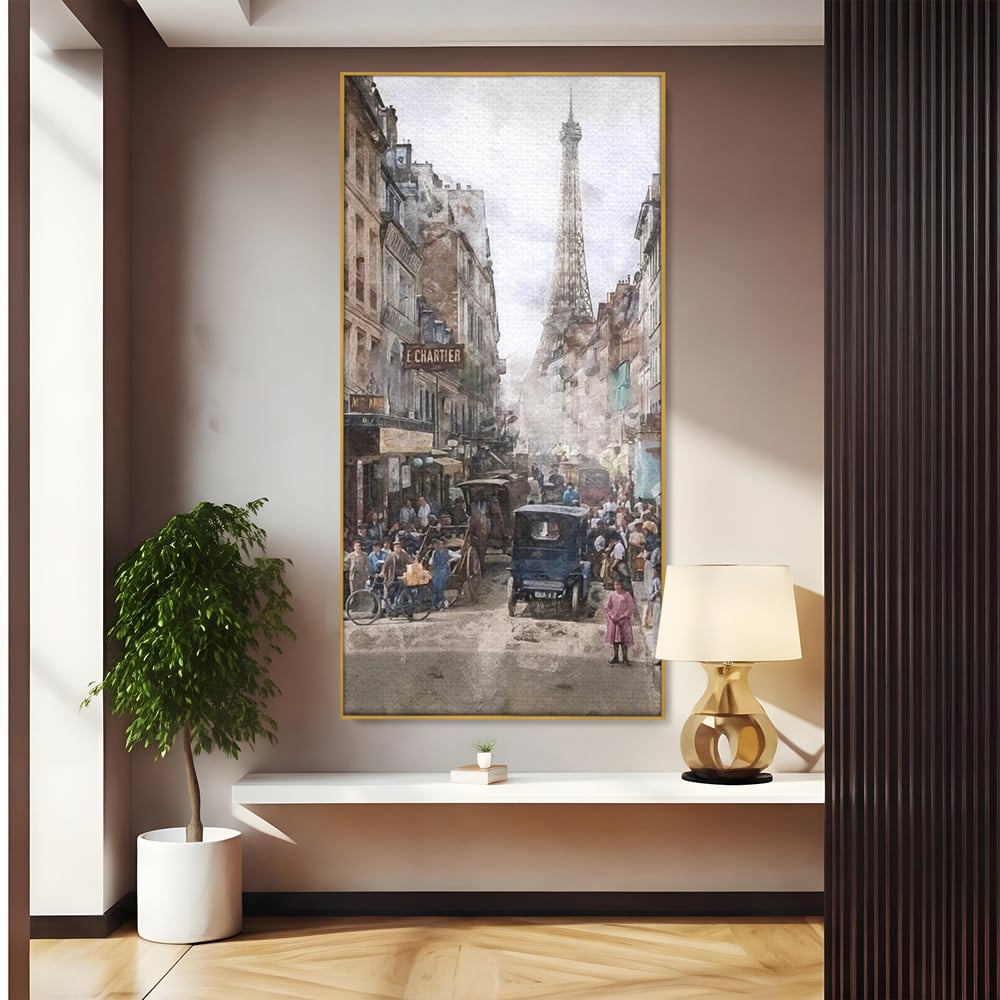 Tablou Canvas Premium, LuxCanva® O1026, Inimi Pariziene, Franta, Turnul Eiffel, Aglomerat, Bulevard, Vechi, Boem, Trecut, Capitala, Etern, Pitoresc, Romantism, Elegant, Birou, Living, Dormitor