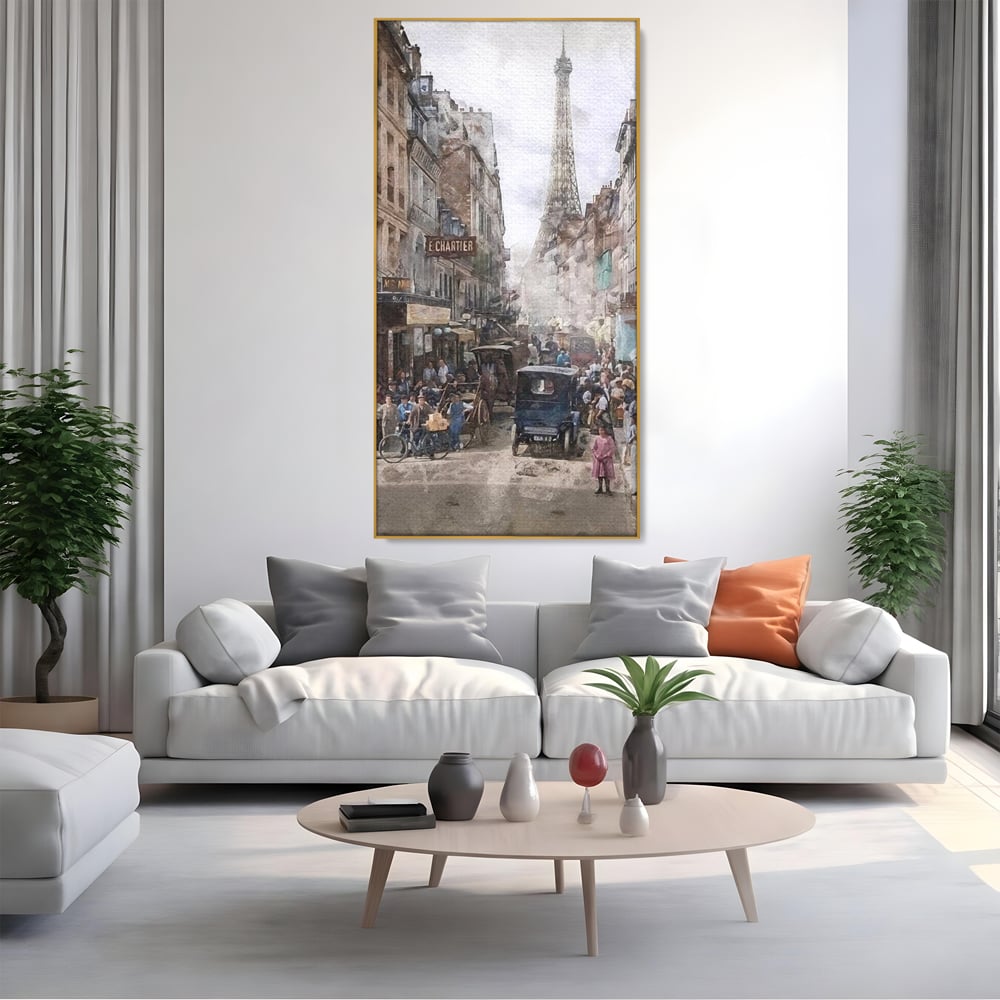 Tablou Canvas Premium, LuxCanva® O1026, Inimi Pariziene, Franta, Turnul Eiffel, Aglomerat, Bulevard, Vechi, Boem, Trecut, Capitala, Etern, Pitoresc, Romantism, Elegant, Birou, Living, Dormitor