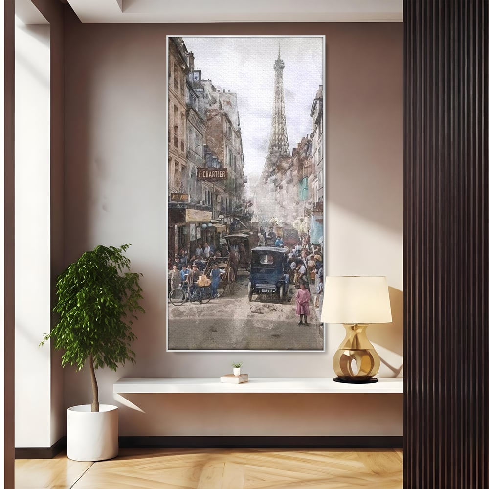 Tablou Canvas Premium, LuxCanva® O1026, Inimi Pariziene, Franta, Turnul Eiffel, Aglomerat, Bulevard, Vechi, Boem, Trecut, Capitala, Etern, Pitoresc, Romantism, Elegant, Birou, Living, Dormitor