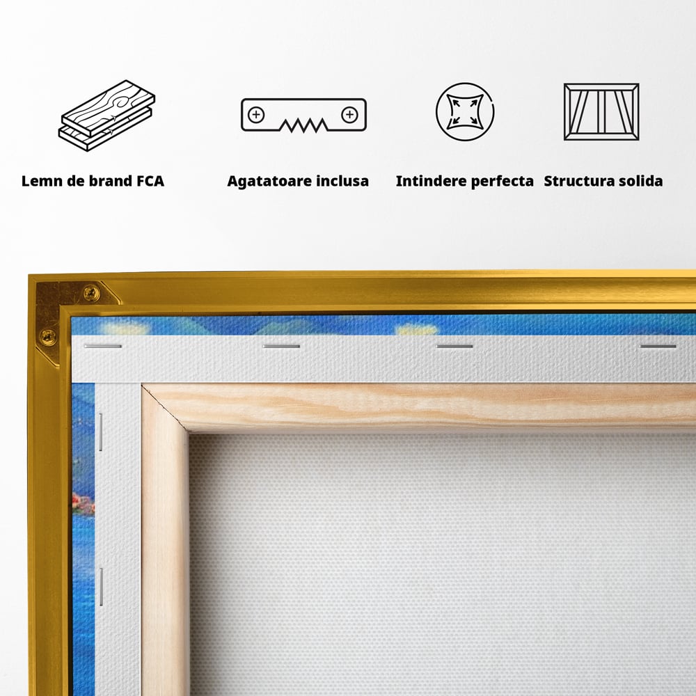 Tablou Canvas Premium, LuxCanva® O1027, Lumina peste Napoli, Oras, Coasta, Italia, Mediterana, Soare, Munte, Mare, Casa, Curcubeu, Cromatic, Azur, Solar, Caldura, Senin, Birou, Living, Dormitor