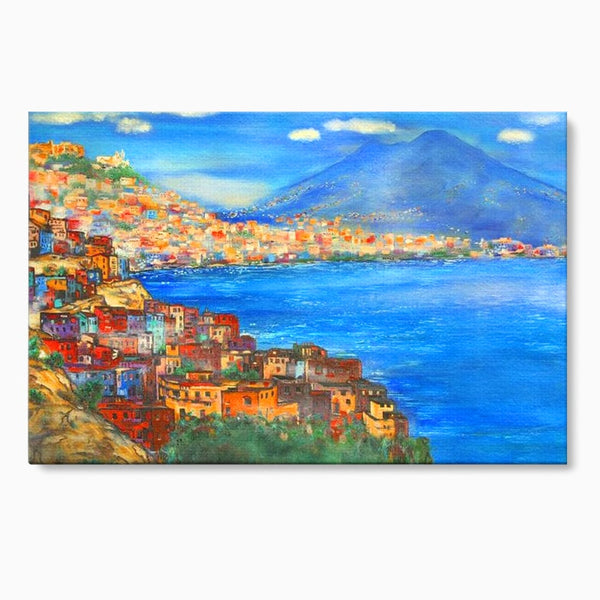 Tablou Canvas Premium, LuxCanva® O1027, Lumina peste Napoli, Oras, Coasta, Italia, Mediterana, Soare, Munte, Mare, Casa, Curcubeu, Cromatic, Azur, Solar, Caldura, Senin, Birou, Living, Dormitor