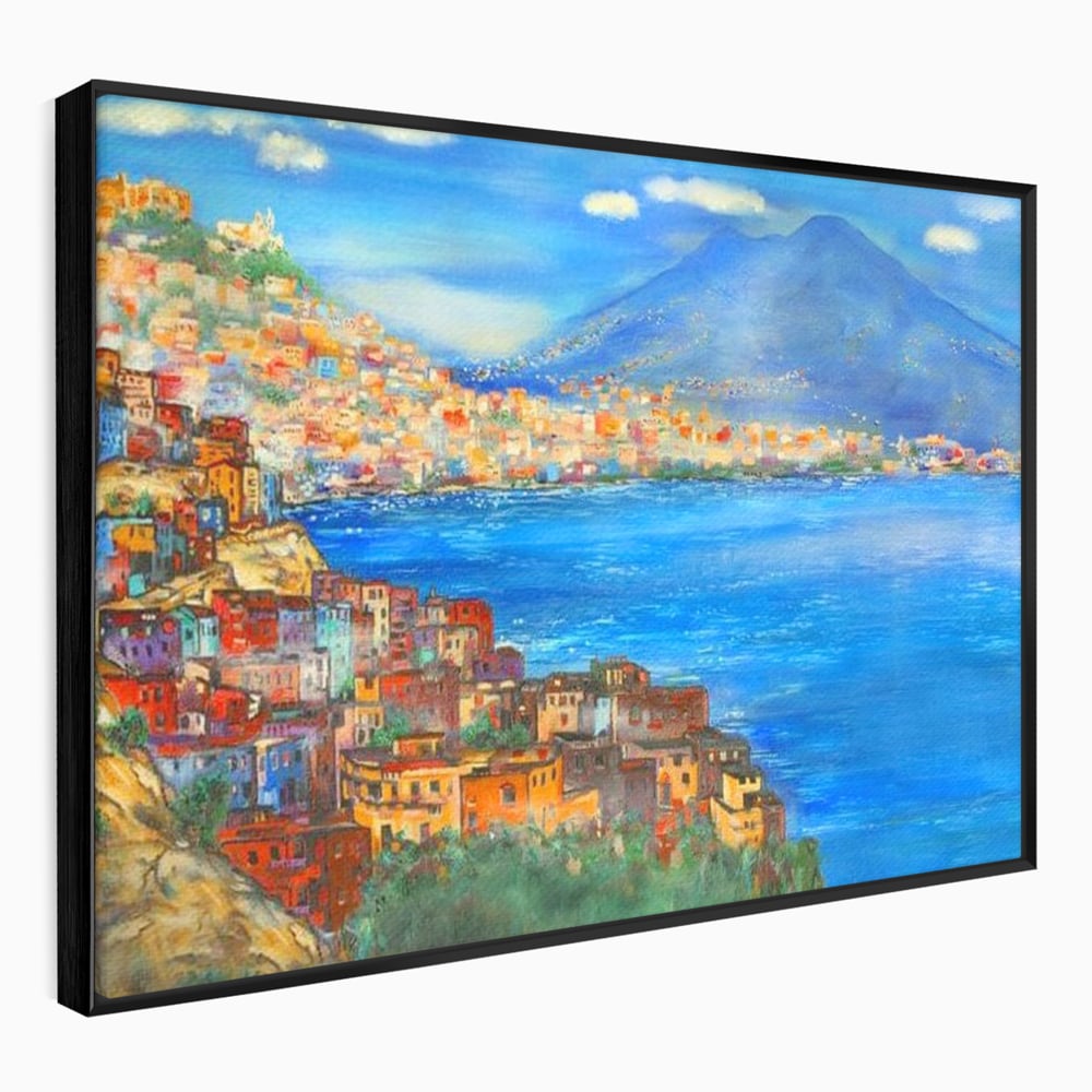 Tablou Canvas Premium, LuxCanva® O1027, Lumina peste Napoli, Oras, Coasta, Italia, Mediterana, Soare, Munte, Mare, Casa, Curcubeu, Cromatic, Azur, Solar, Caldura, Senin, Birou, Living, Dormitor
