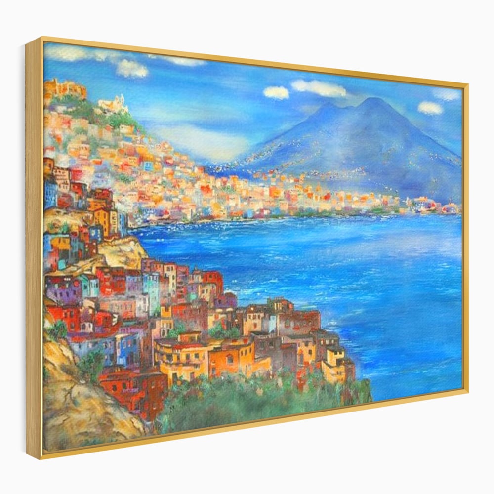 Tablou Canvas Premium, LuxCanva® O1027, Lumina peste Napoli, Oras, Coasta, Italia, Mediterana, Soare, Munte, Mare, Casa, Curcubeu, Cromatic, Azur, Solar, Caldura, Senin, Birou, Living, Dormitor