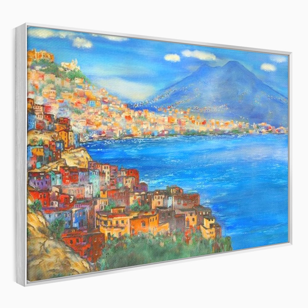Tablou Canvas Premium, LuxCanva® O1027, Lumina peste Napoli, Oras, Coasta, Italia, Mediterana, Soare, Munte, Mare, Casa, Curcubeu, Cromatic, Azur, Solar, Caldura, Senin, Birou, Living, Dormitor