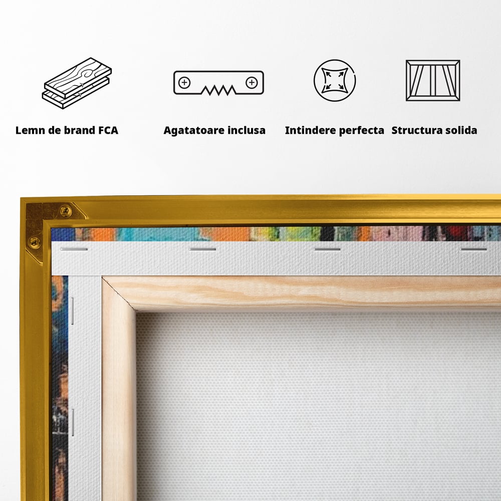 Tablou Canvas Premium, LuxCanva® O1028, Orasul Curcubeu,  Culoare, Reflexie, Urban, Noapte, Cladiri, Metropola, Abstract, Modernitate, Intensitate, Puls, Dinamism, Stralucire, Birou, Living, Dormitor
