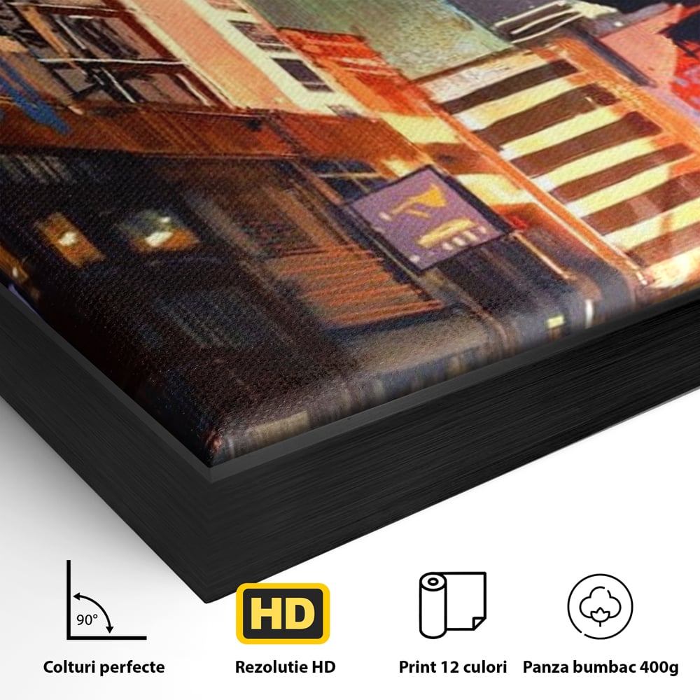Tablou Canvas Premium, LuxCanva® O1029, Asia Misterioasa, Labirint, Oras, Flacari, Culoare, Alei, Viitor, Restaurant, Magazin, Beton, Reclame, Vacanta, Turism, Calatorie, Birou, Living, Dormitor