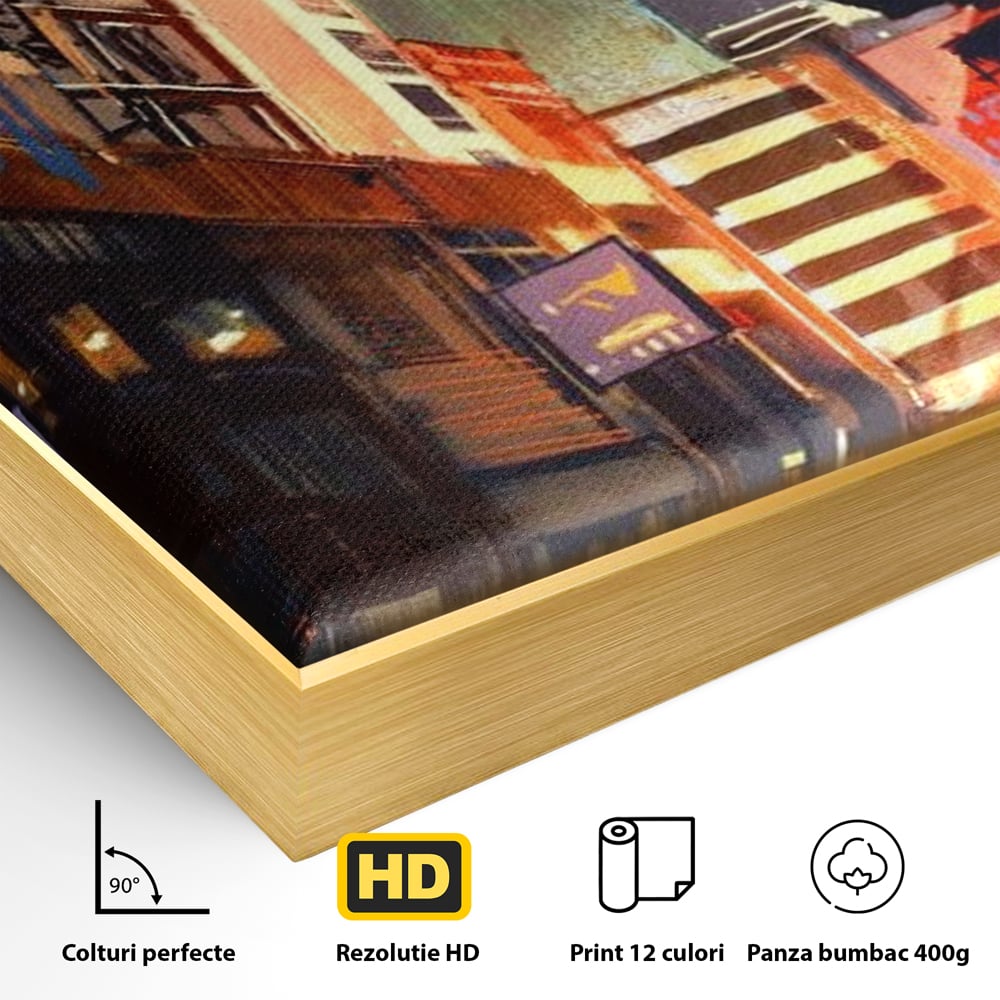 Tablou Canvas Premium, LuxCanva® O1029, Asia Misterioasa, Labirint, Oras, Flacari, Culoare, Alei, Viitor, Restaurant, Magazin, Beton, Reclame, Vacanta, Turism, Calatorie, Birou, Living, Dormitor