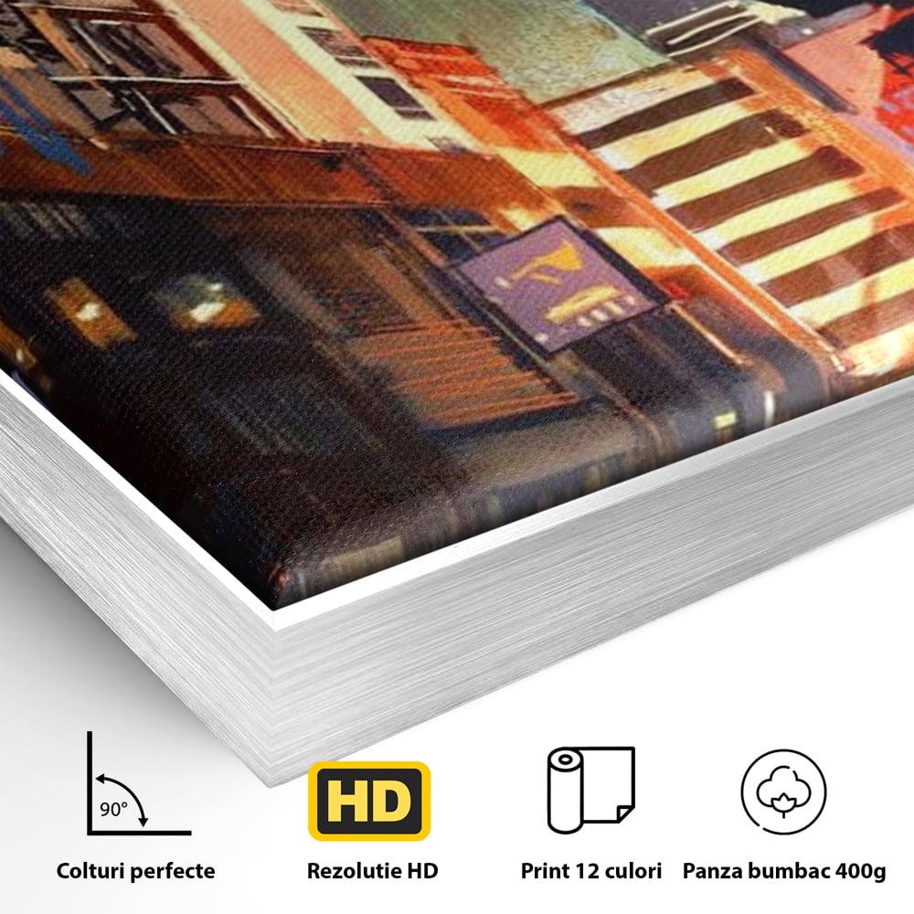 Tablou Canvas Premium, LuxCanva® O1029, Asia Misterioasa, Labirint, Oras, Flacari, Culoare, Alei, Viitor, Restaurant, Magazin, Beton, Reclame, Vacanta, Turism, Calatorie, Birou, Living, Dormitor