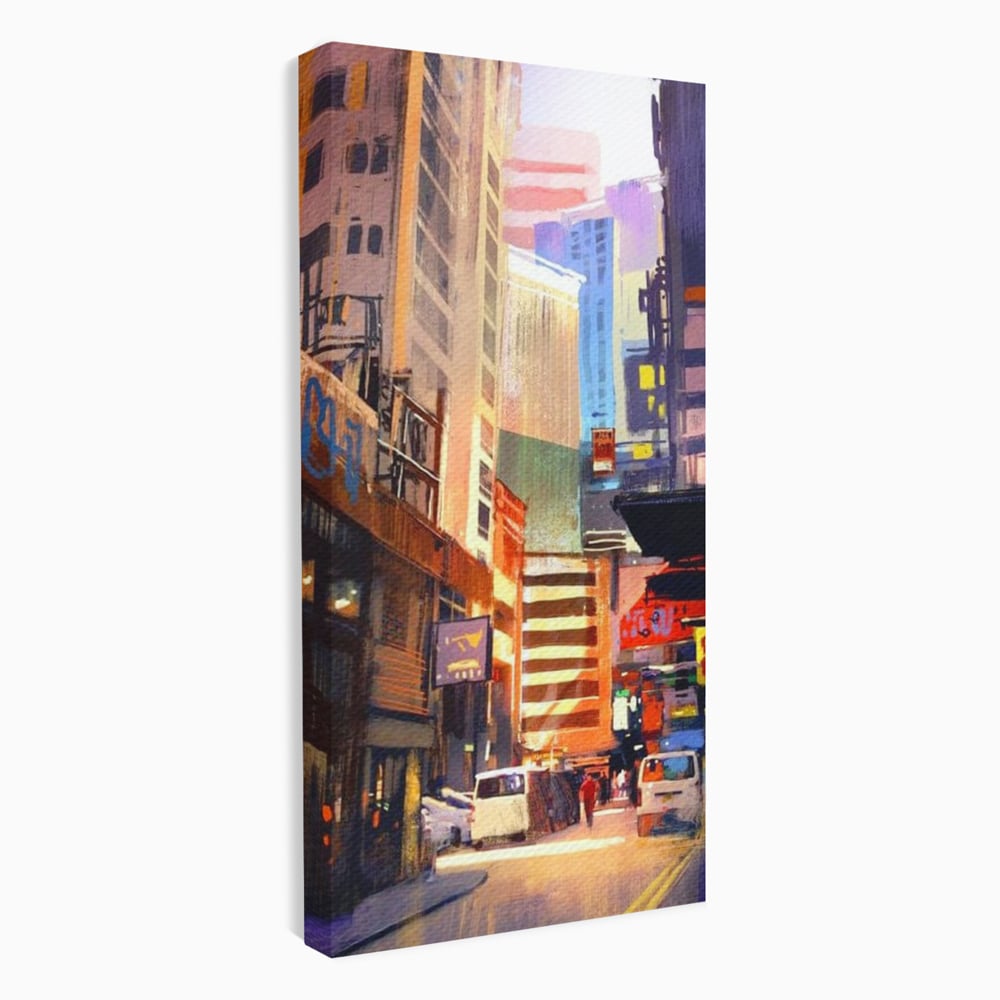 Tablou Canvas Premium, LuxCanva® O1029, Asia Misterioasa, Labirint, Oras, Flacari, Culoare, Alei, Viitor, Restaurant, Magazin, Beton, Reclame, Vacanta, Turism, Calatorie, Birou, Living, Dormitor