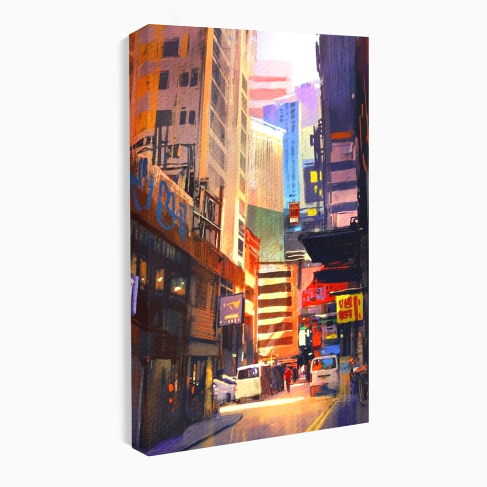 Tablou Canvas Premium, LuxCanva® O1029, Asia Misterioasa, Labirint, Oras, Flacari, Culoare, Alei, Viitor, Restaurant, Magazin, Beton, Reclame, Vacanta, Turism, Calatorie, Birou, Living, Dormitor