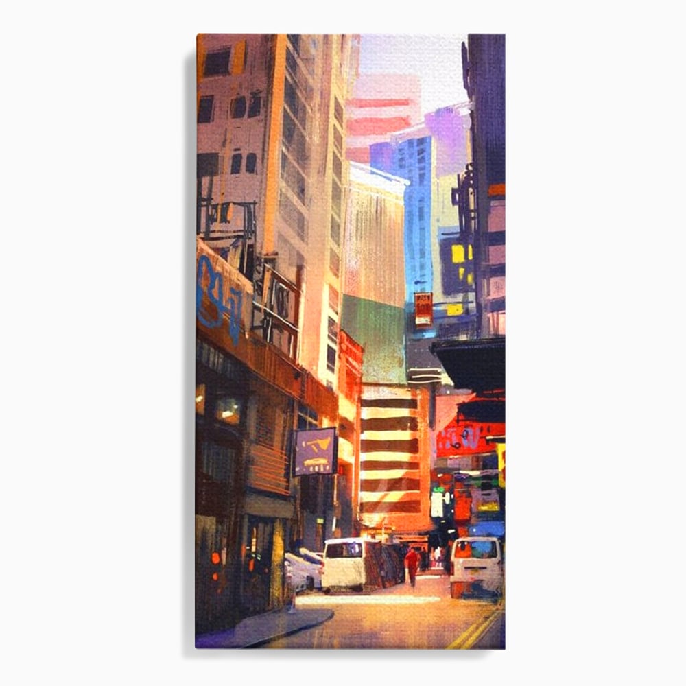 Tablou Canvas Premium, LuxCanva® O1029, Asia Misterioasa, Labirint, Oras, Flacari, Culoare, Alei, Viitor, Restaurant, Magazin, Beton, Reclame, Vacanta, Turism, Calatorie, Birou, Living, Dormitor
