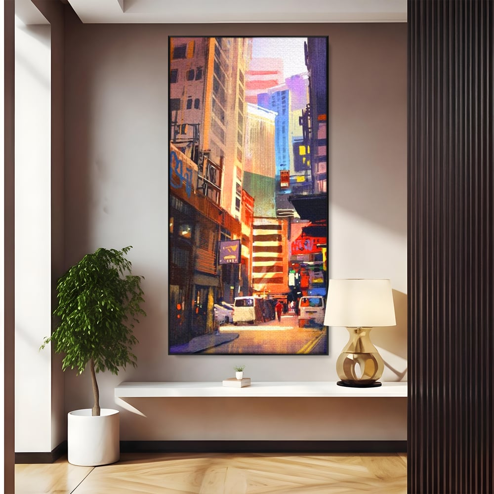 Tablou Canvas Premium, LuxCanva® O1029, Asia Misterioasa, Labirint, Oras, Flacari, Culoare, Alei, Viitor, Restaurant, Magazin, Beton, Reclame, Vacanta, Turism, Calatorie, Birou, Living, Dormitor