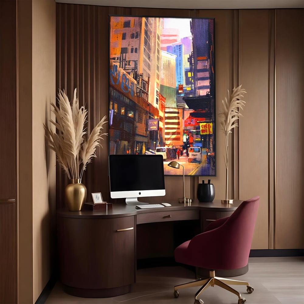 Tablou Canvas Premium, LuxCanva® O1029, Asia Misterioasa, Labirint, Oras, Flacari, Culoare, Alei, Viitor, Restaurant, Magazin, Beton, Reclame, Vacanta, Turism, Calatorie, Birou, Living, Dormitor