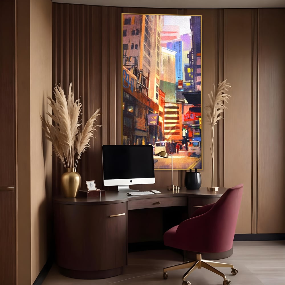 Tablou Canvas Premium, LuxCanva® O1029, Asia Misterioasa, Labirint, Oras, Flacari, Culoare, Alei, Viitor, Restaurant, Magazin, Beton, Reclame, Vacanta, Turism, Calatorie, Birou, Living, Dormitor