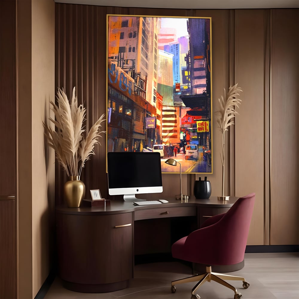 Tablou Canvas Premium, LuxCanva® O1029, Asia Misterioasa, Labirint, Oras, Flacari, Culoare, Alei, Viitor, Restaurant, Magazin, Beton, Reclame, Vacanta, Turism, Calatorie, Birou, Living, Dormitor