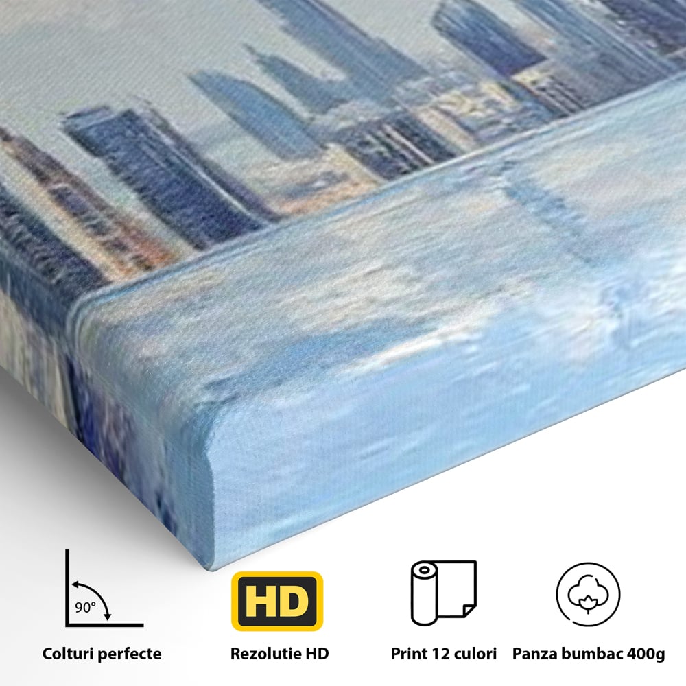 Tablou Canvas Premium, LuxCanva® O1031, Infinitul Albastru, Albastru, Relaxare, Luxos, Serenitate, Azur, Armonie, Nori, Apa, Orizont, Punte, Oglindire, Oaza, Inaltime, Viata, Birou, Living, Dormitor