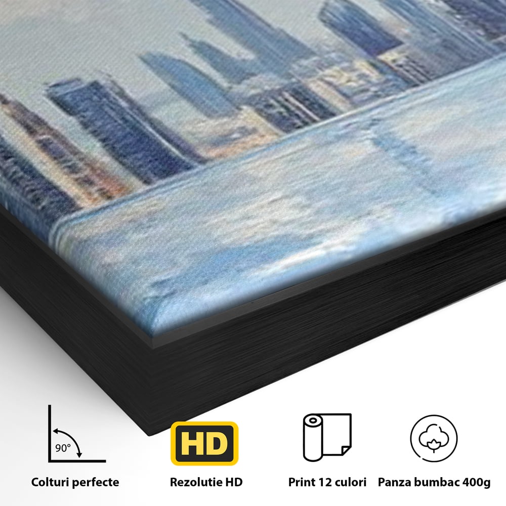Tablou Canvas Premium, LuxCanva® O1031, Infinitul Albastru, Albastru, Relaxare, Luxos, Serenitate, Azur, Armonie, Nori, Apa, Orizont, Punte, Oglindire, Oaza, Inaltime, Viata, Birou, Living, Dormitor