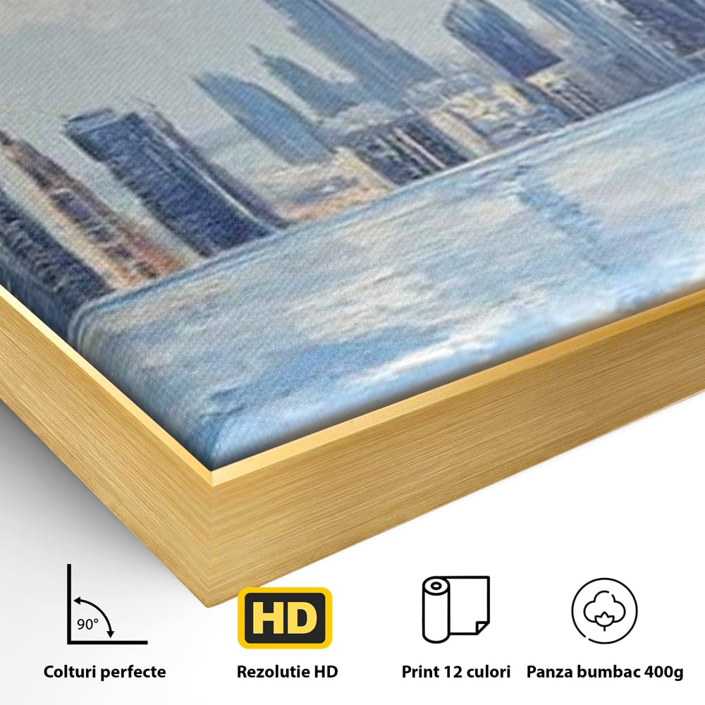 Tablou Canvas Premium, LuxCanva® O1031, Infinitul Albastru, Albastru, Relaxare, Luxos, Serenitate, Azur, Armonie, Nori, Apa, Orizont, Punte, Oglindire, Oaza, Inaltime, Viata, Birou, Living, Dormitor
