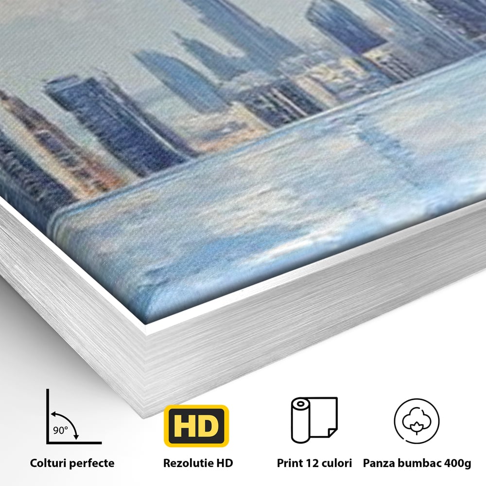 Tablou Canvas Premium, LuxCanva® O1031, Infinitul Albastru, Albastru, Relaxare, Luxos, Serenitate, Azur, Armonie, Nori, Apa, Orizont, Punte, Oglindire, Oaza, Inaltime, Viata, Birou, Living, Dormitor