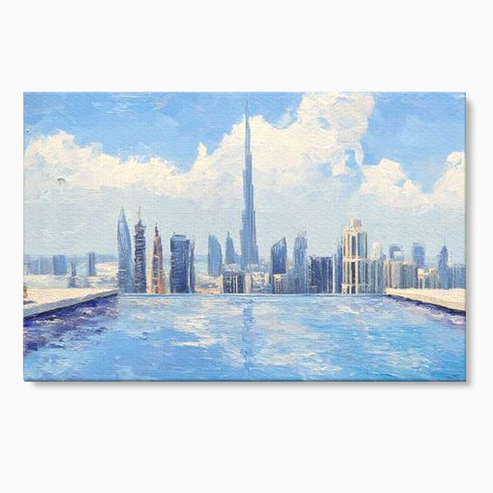 Tablou Canvas Premium, LuxCanva® O1031, Infinitul Albastru, Albastru, Relaxare, Luxos, Serenitate, Azur, Armonie, Nori, Apa, Orizont, Punte, Oglindire, Oaza, Inaltime, Viata, Birou, Living, Dormitor