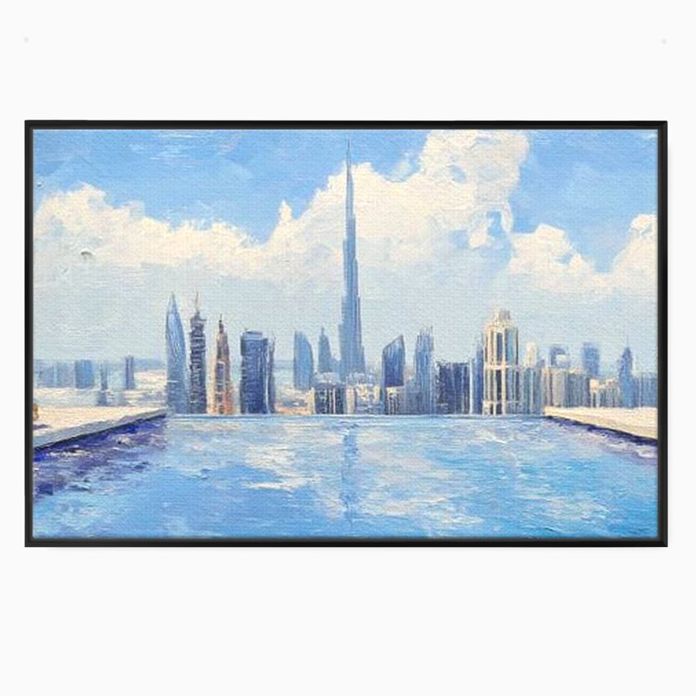 Tablou Canvas Premium, LuxCanva® O1031, Infinitul Albastru, Albastru, Relaxare, Luxos, Serenitate, Azur, Armonie, Nori, Apa, Orizont, Punte, Oglindire, Oaza, Inaltime, Viata, Birou, Living, Dormitor