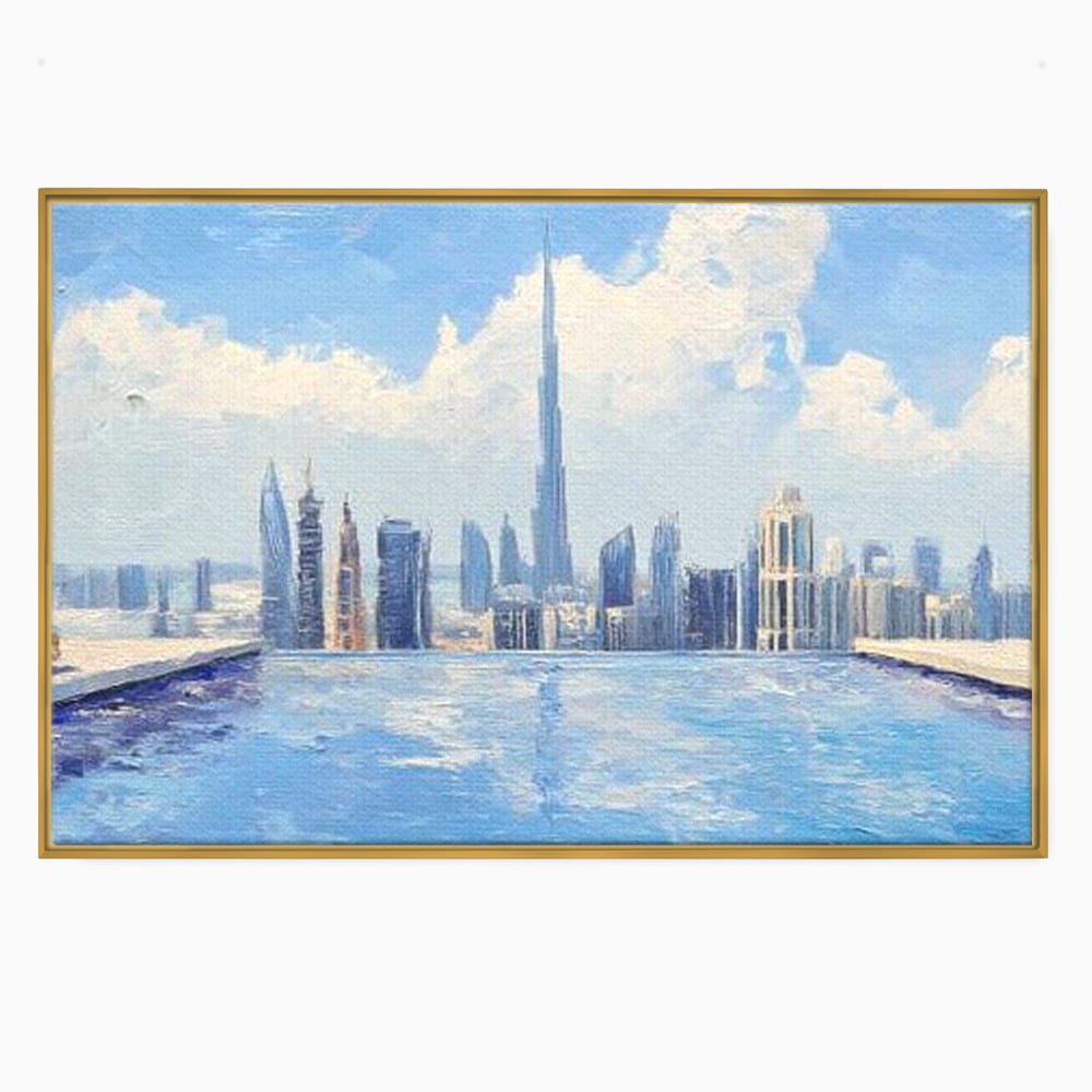 Tablou Canvas Premium, LuxCanva® O1031, Infinitul Albastru, Albastru, Relaxare, Luxos, Serenitate, Azur, Armonie, Nori, Apa, Orizont, Punte, Oglindire, Oaza, Inaltime, Viata, Birou, Living, Dormitor